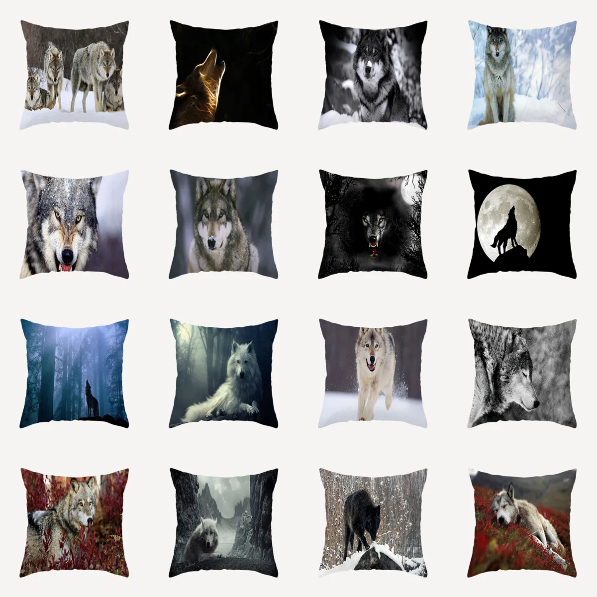 

ZHENHE Animal Wolf Scenery Pattern Pillow Cover Double Sided Printing Cushion Cover for Bedroom Sofa Decor 18x18 Inch（45x45cm）