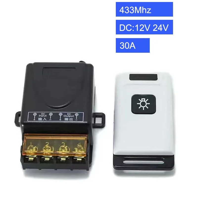 

Car 12-24V 433MHz DC LED Light Universal Wireless Remote Controller button Switch AC 220V 30A High Power Relay Receiver Module