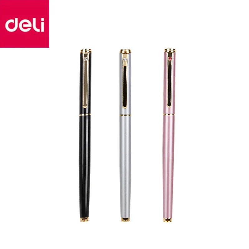 Deli S681 Student Pen Metal Pen 0.38mm Ink Pen and Hard Pen Calligraphy Practice Pen for Primary and Secondary School Students