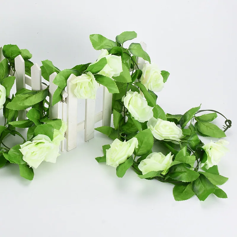 

Artificial Rose Flowers Vine Wedding Garden Rose Arch Home Party Decoration Christmas Bridal Fake Silk Scrapbook Plants for Wed