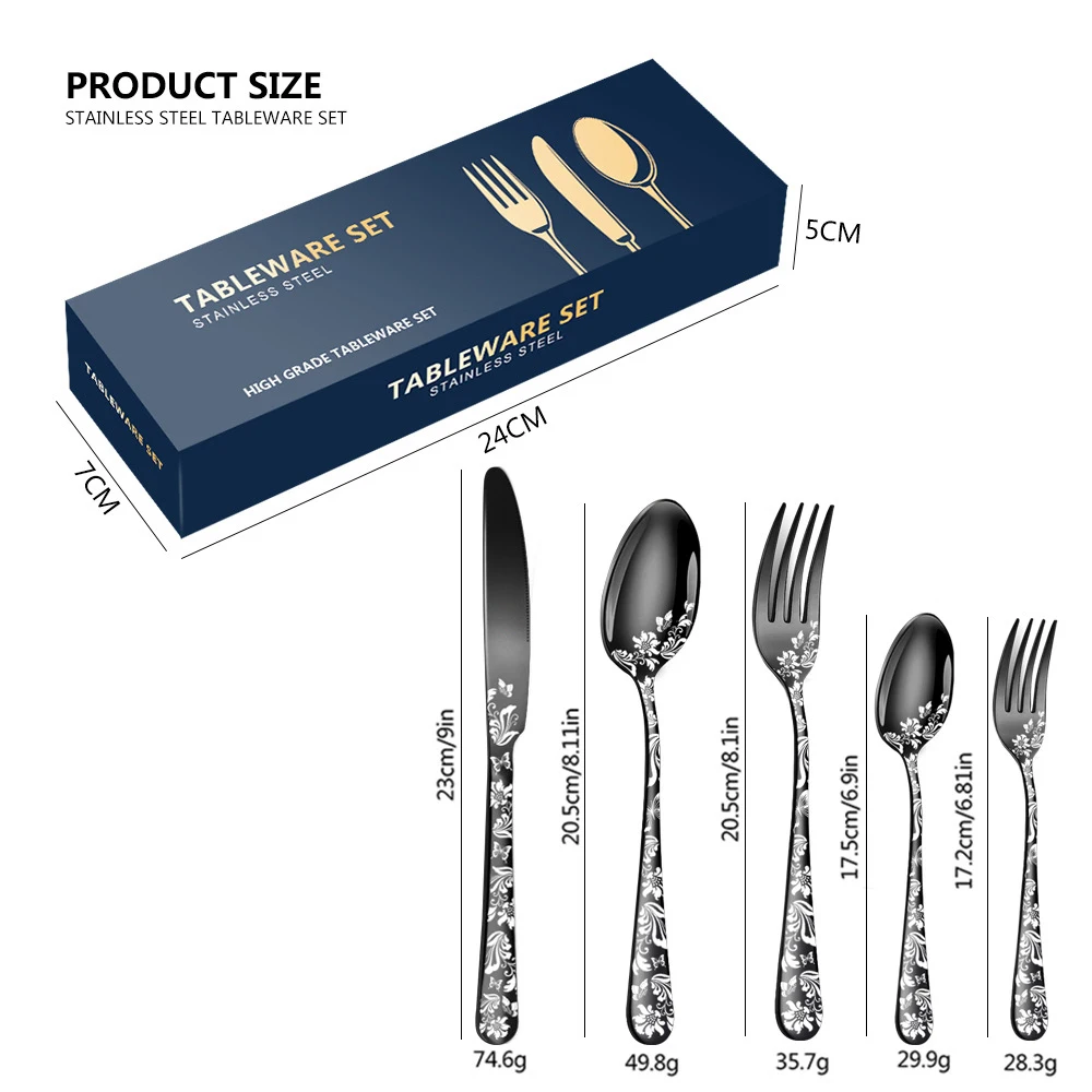 Spoon Fork Knife Gold Silver Rose Gold Kitchen Tableware Silverware Dinnerware Set