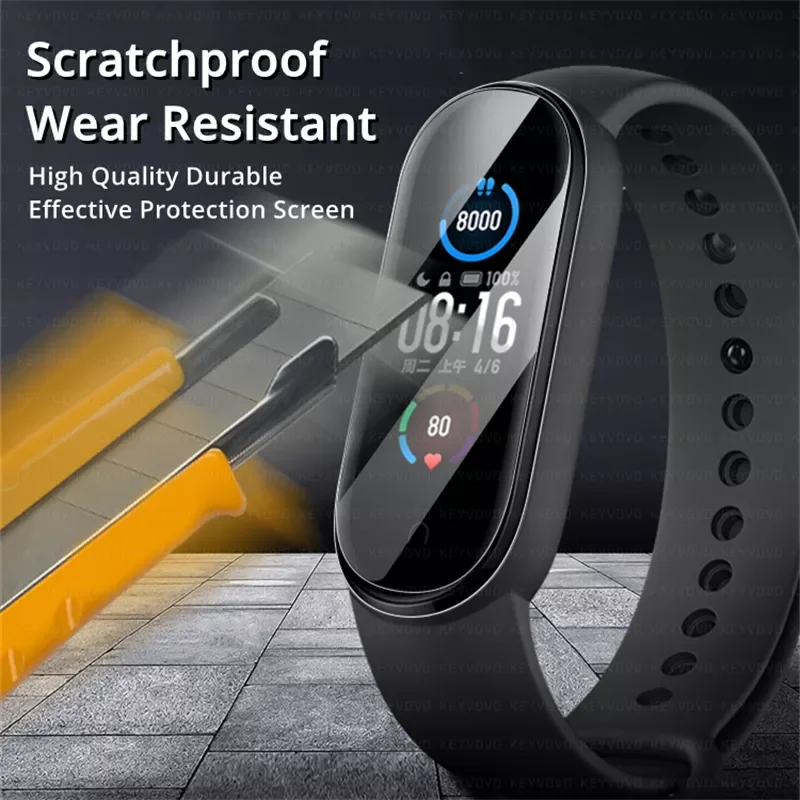 

for Xiaomi Mi band 6 5 7 4 Screen Protector Miband 6 5 Smart Watchband Full Protective Cover Case Strap Bracelet 10D Film Glass