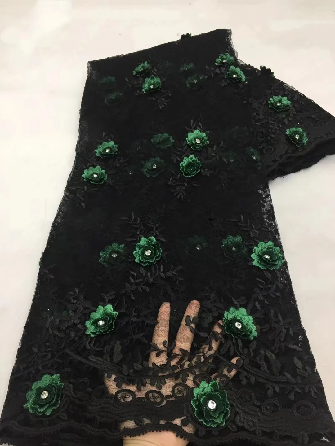 

2022Classic Elegant High Quality Latest African 3D Applique Tulle Lace With Bigger Stones Fabric For Party Dress NN185_Z