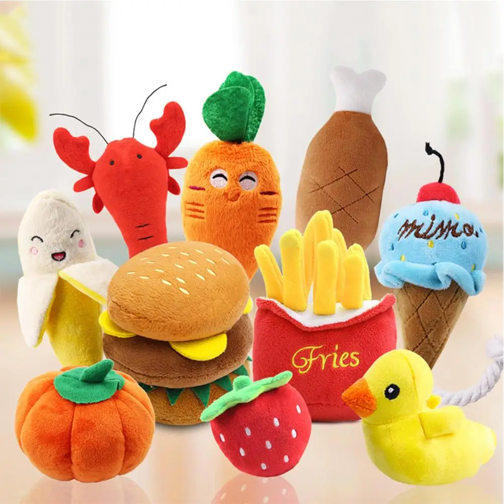 

Pet Toys Cartoon Fruit Animals Dog Toys Stuffed Squeaking Pet Toy Cute Plush Puzzle for Dogs Cat Chew Squeaker Squeaky Toy 1Pc
