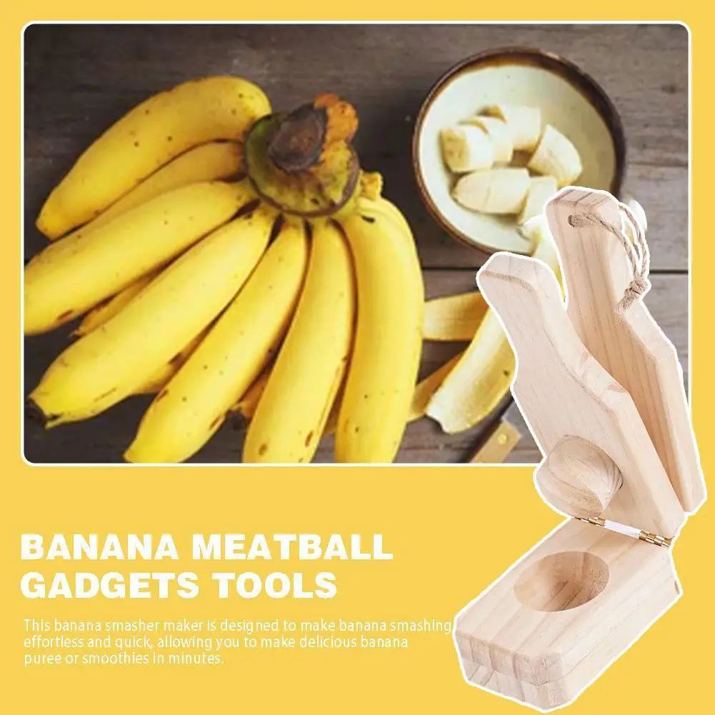 

Bacon Banana Smasher Maker Basket Banana Cake Mold Press Wooden Reusable Banana Meatball Tools Gadgets Fruit Durable Kitche C2Q8