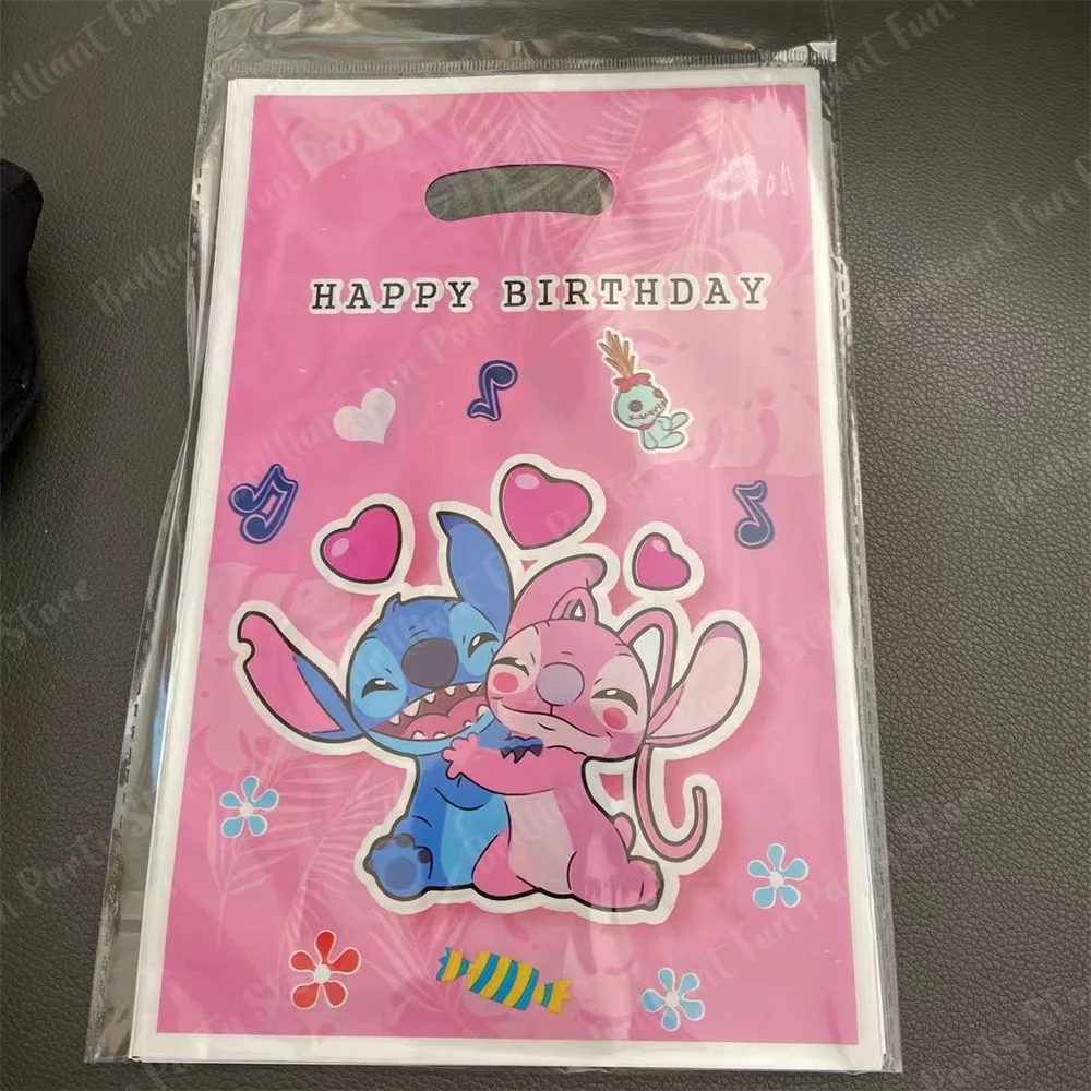 Подарочный пакет для вечеринки Disney Lilo &amp Stitch пластиковый синий стежок розовый