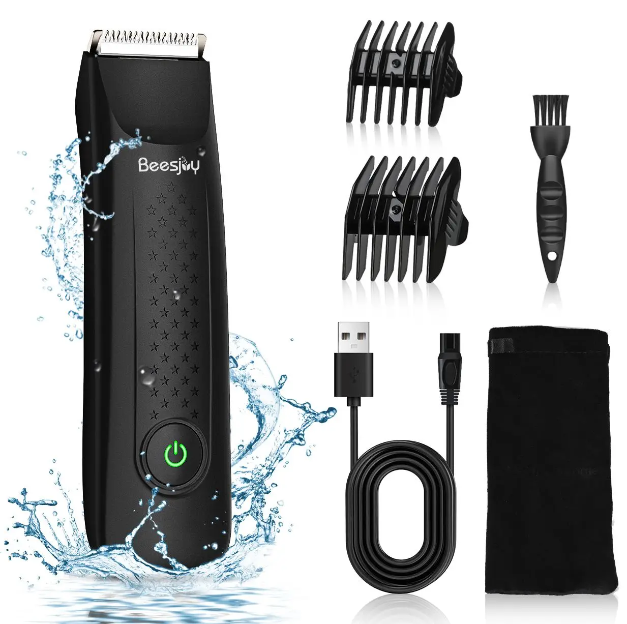 

Электрический триммер для волос для мужчин, водонепроницаемая IPX6 Машинка для ухода за волосами, триммер для влажного/Сухого использования в области бикини, бритва с керамическими лезвиями