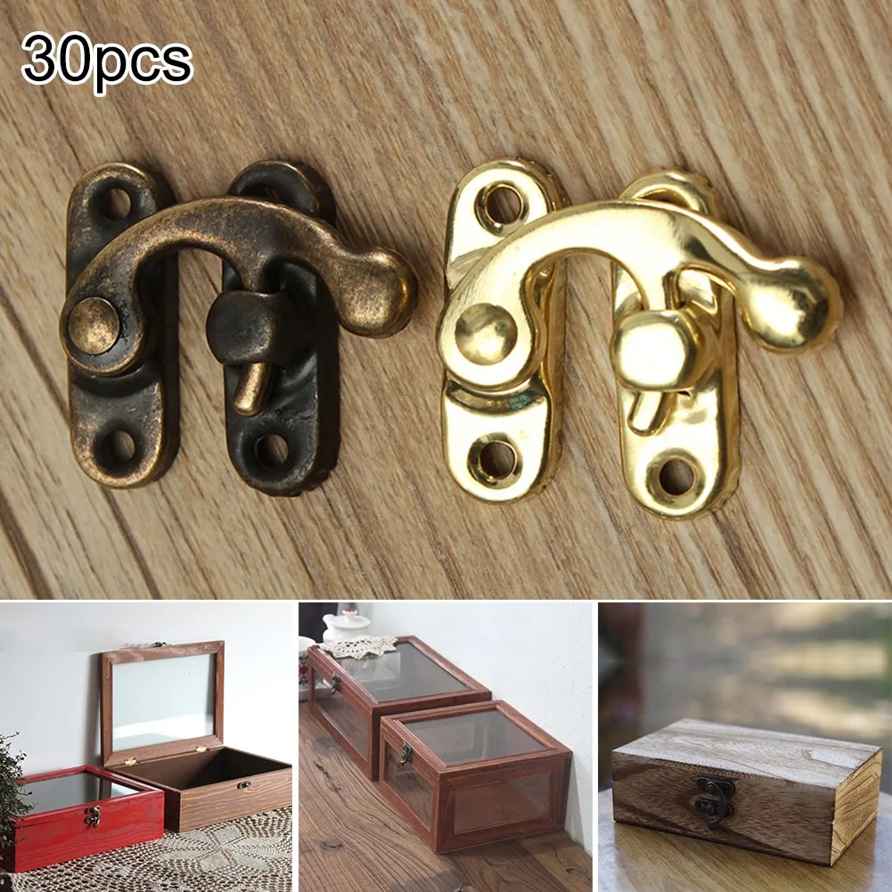 

30pcs-Concealed Buckle Packing Box Accessories Wooden Box Box Buckle Buckle Box Small Lock Hook Bronze Horn Lock