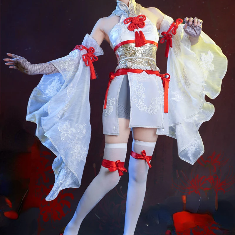 

Game Naraka: Bladepoint Cosplay Tsuchimikado Kurumi Costume Women White Stockings Uniform Otaku Kaori Sexy Dress Suit Halloween