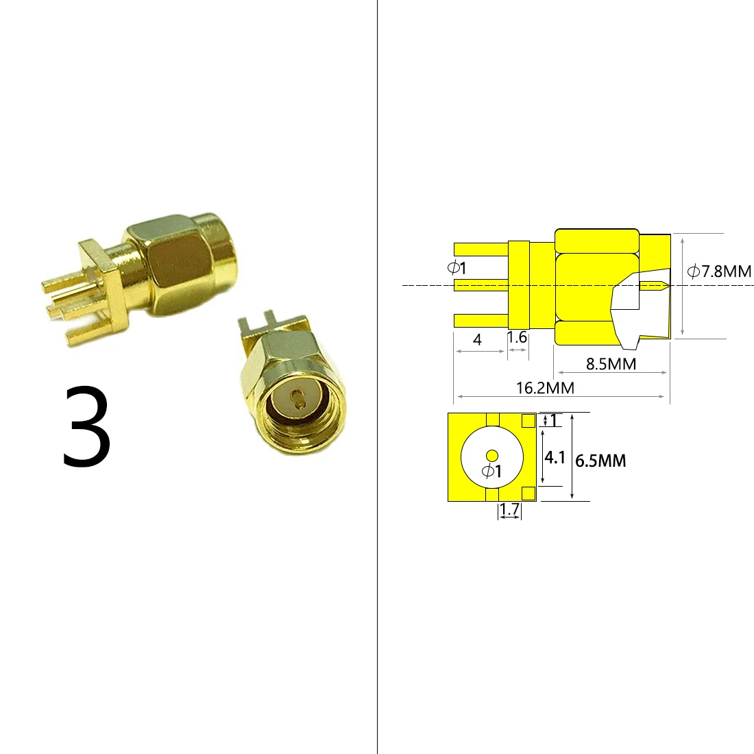 1 шт. SMA штекер/гнездо RF коаксиальный разъем Печатная плата 2-отверстие Панельное