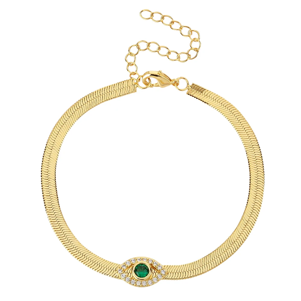 

Horse Eye Zircon Snake Skin Chain Micro Pave Zirconia Fashion Jewels Bracelet for Women Gold Plated Brass Circle CZ Pulsera