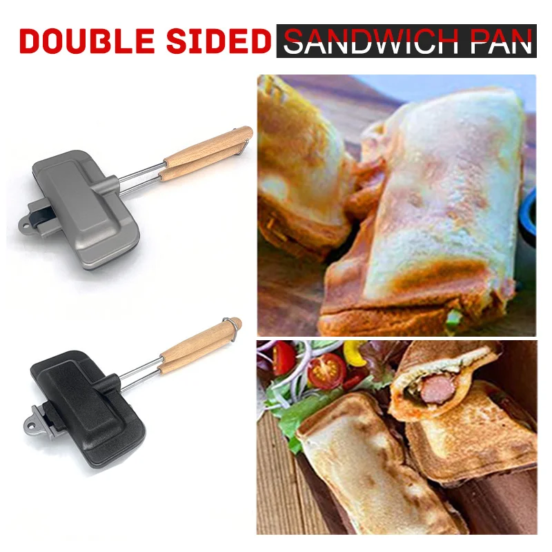

Double-Sided Sandwich Pan Non-Stick Foldable Grill Frying Pan for Bread Toast Breakfast Machine Pancake Maker Kitchen Tools