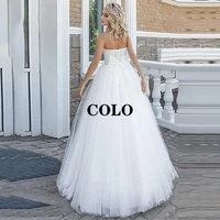 boho wedding dress 2022 womens dresses appliques ball gown tulle lace up vestido de noiva strapless backless bridal dresses