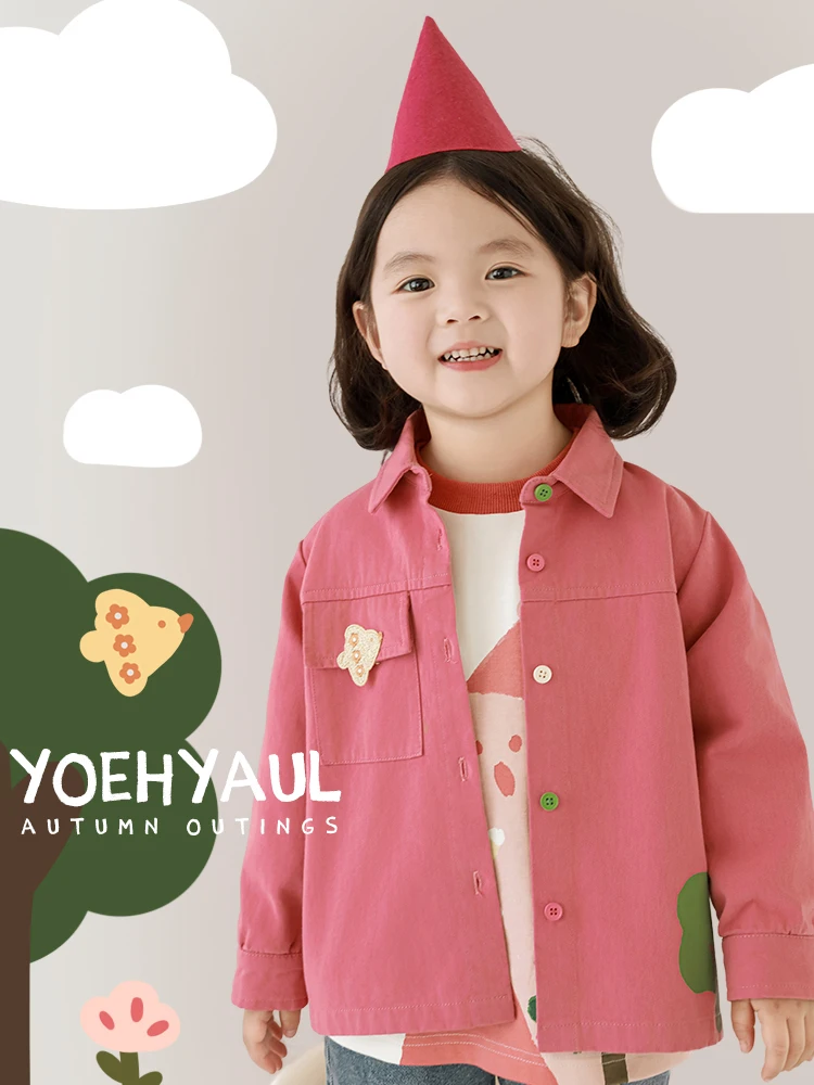 Женская простая рубашка с отворотом и мультяшным принтом вышивкой милая