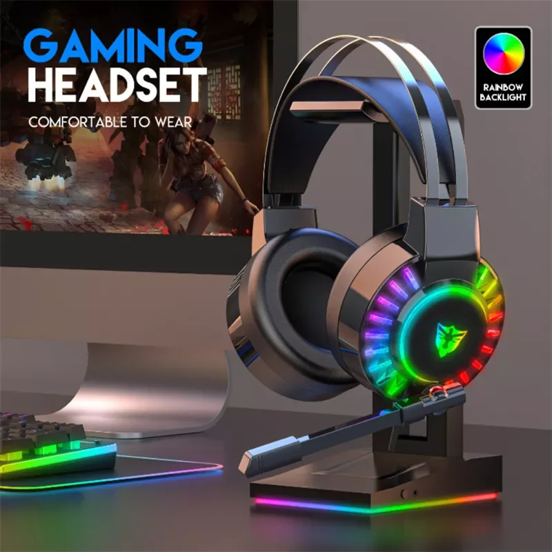 

NEW2023 G105 RGB LED 3.5mm Wired Gaming Headset Surround Sound Stereo Noise Canceling Gaming Headphones with Microphone For PC L