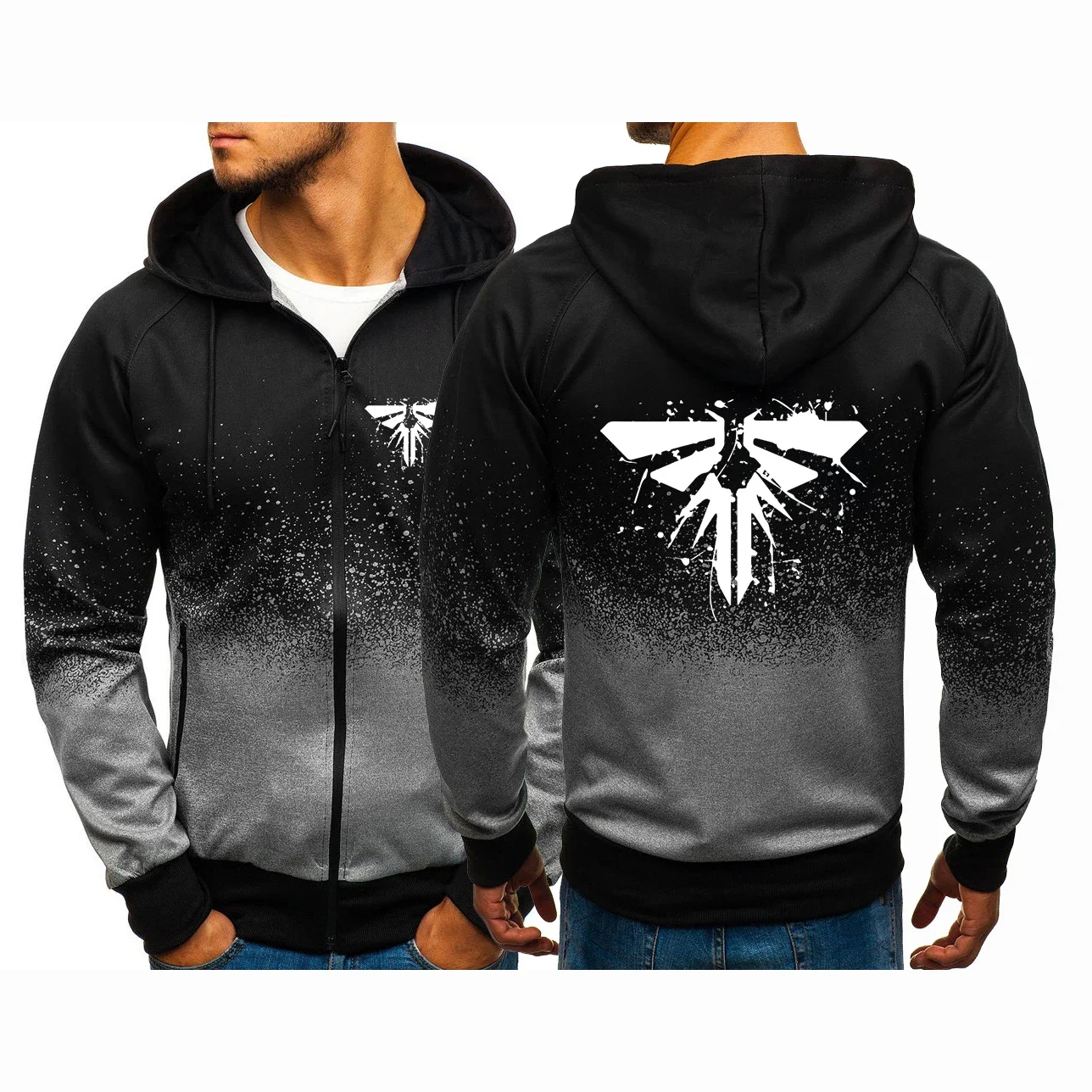 

Мужская толстовка с капюшоном и принтом, на молнии