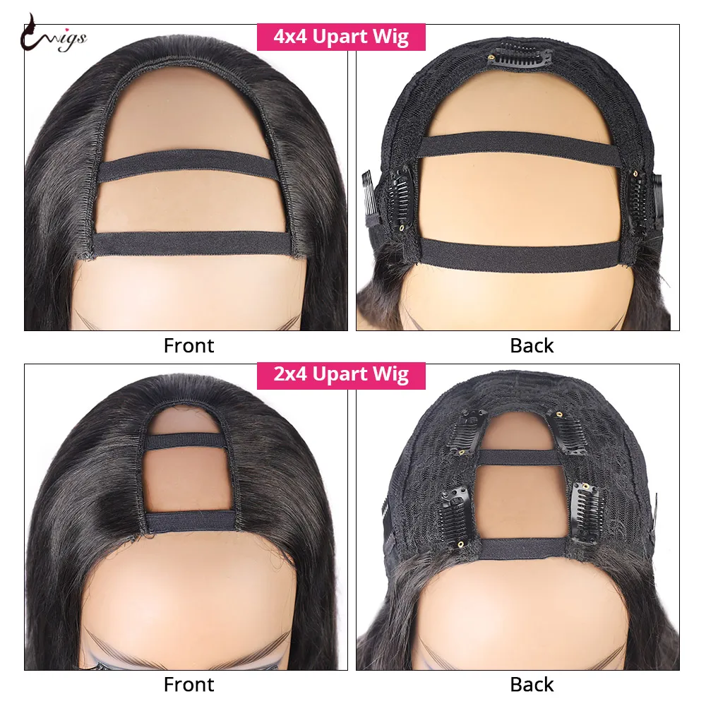 Парики Uwigs с U-образной формы парики из человеческих волос для женщин парик