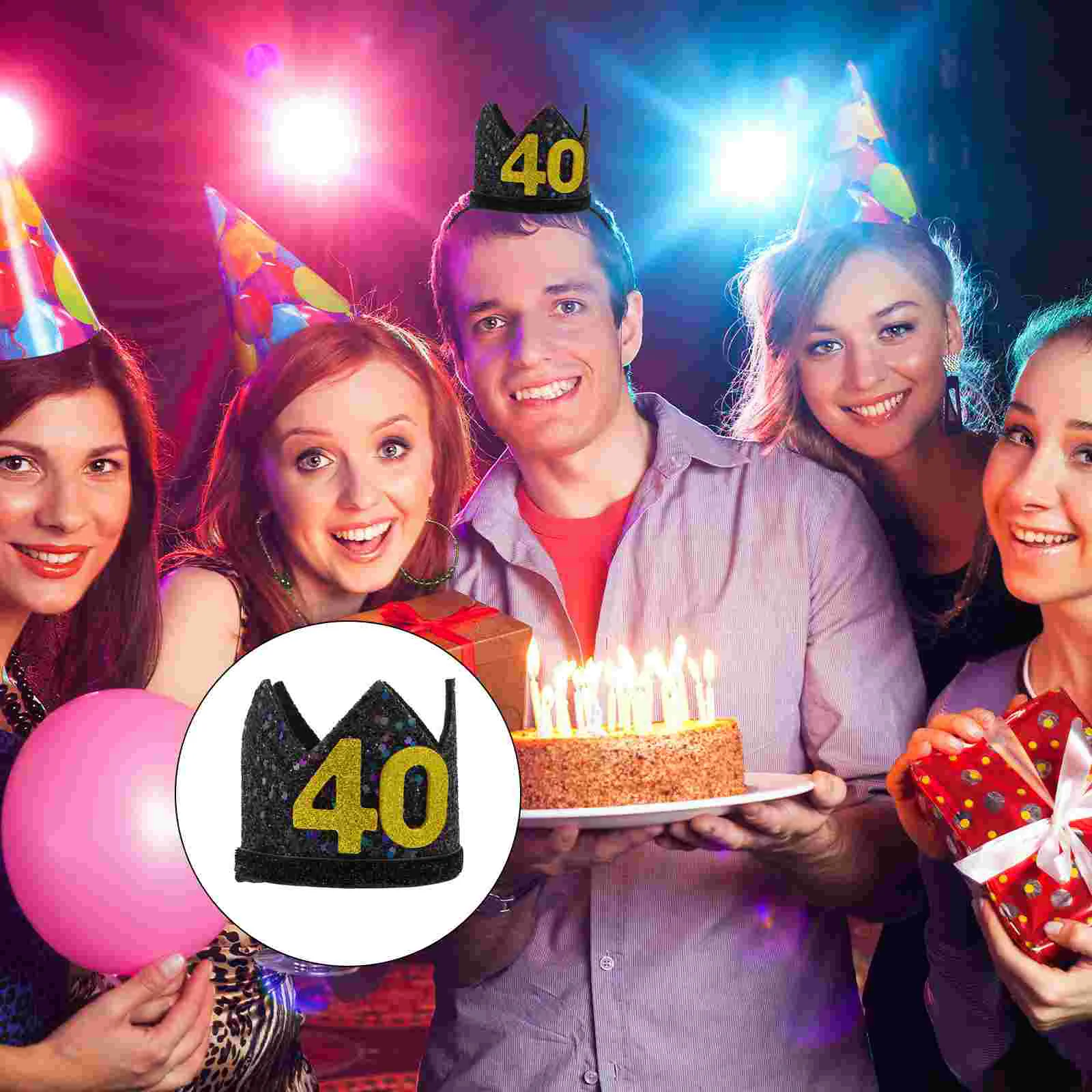 

Birthday Party 60Thhat Happy Hatstiara Glitter Women Men Supplies Headbands Gifts Decorationdecorationshair Headband Decor Sash