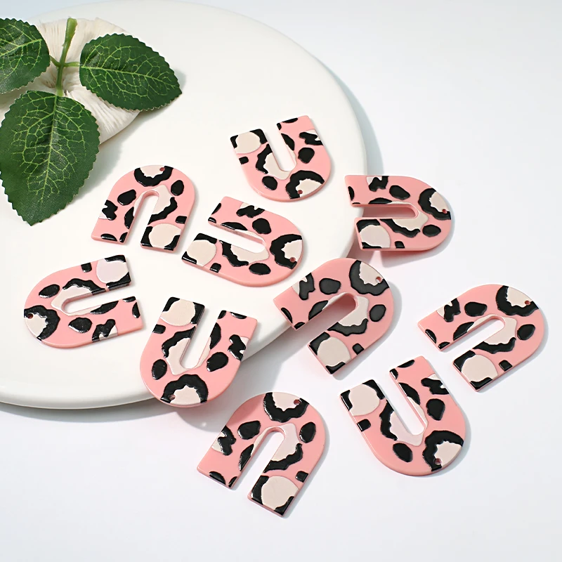 Подвески для сережек «U» в форме леопарда, 10 шт., 33 х40 мм