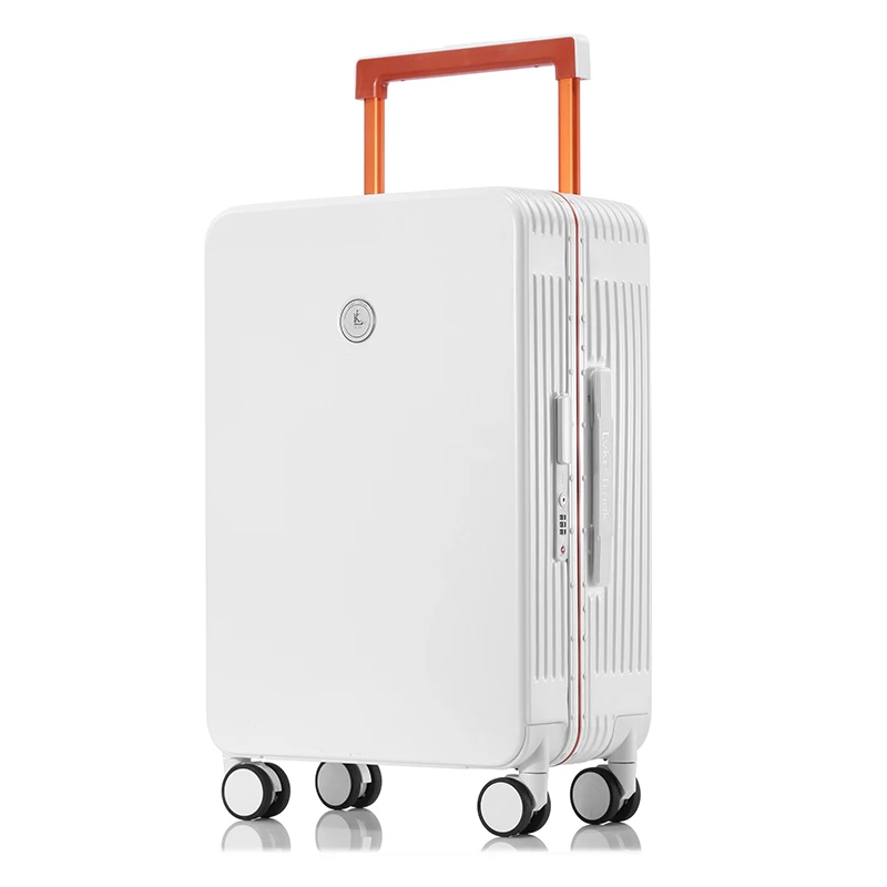 Women's Wide Trolley Suitcase 20/22/24/26 Inch White Suitcas