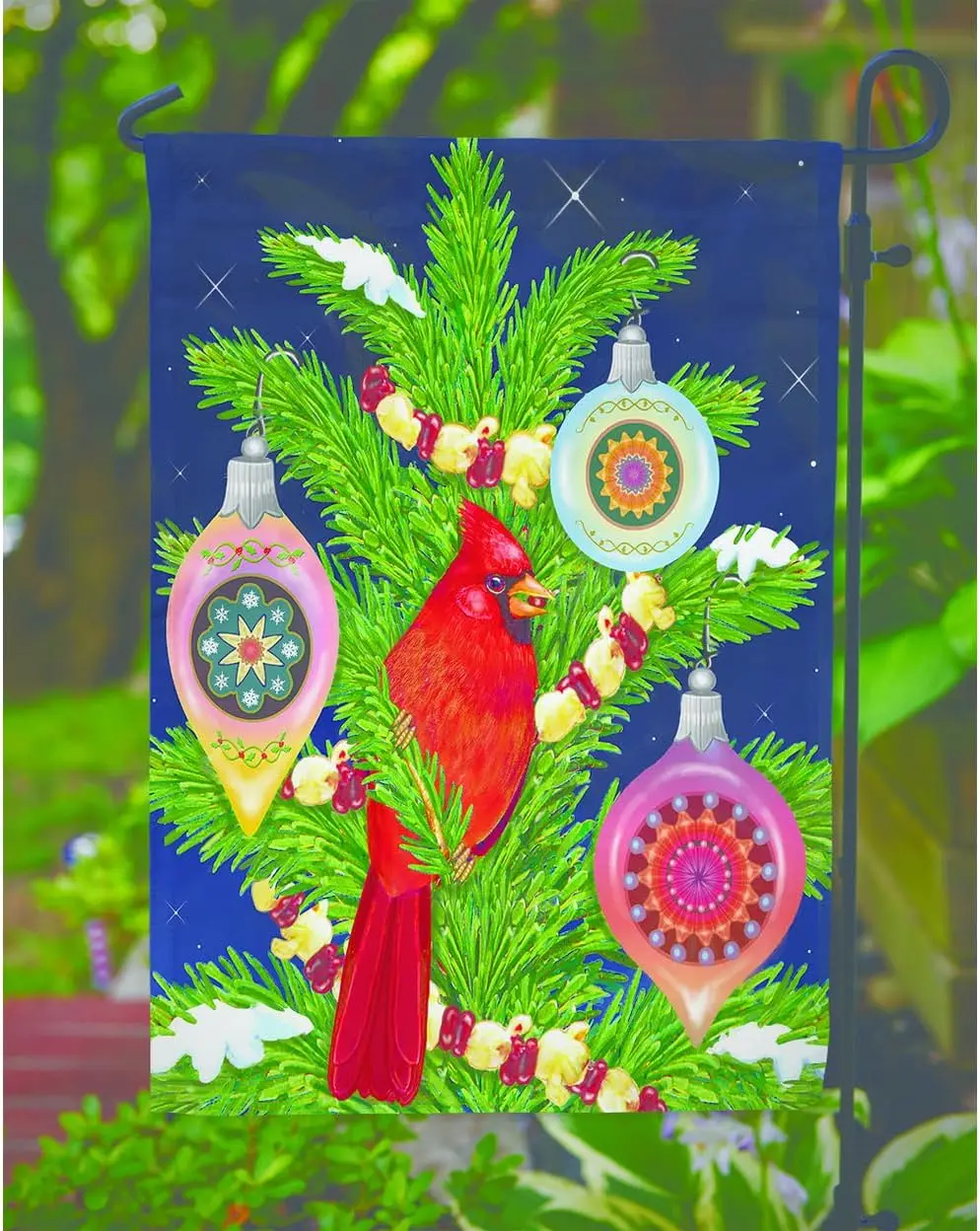 Carolines Treasures PRS4018GF Кардиналы Рождественский ужин Садовый флаг Почтовый ящик Флаг