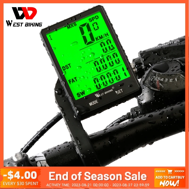 

WEST BIKING Bicycle Computer Waterproof Wireless And Wired Road MTB Bike Cycling Odometer Speedometer Watch LED Digital Rate