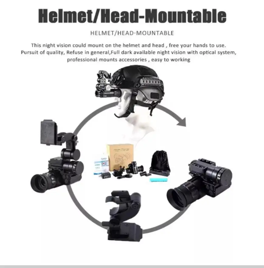 1X очки ночного видения NVG10 с креплением на голову Монокуляр 6X черный белый