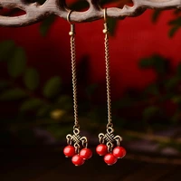 8seasons fashion handmade women drop earrings antique bronze metal link chain tassel trendy chinese ethnic earrings charm1 pair