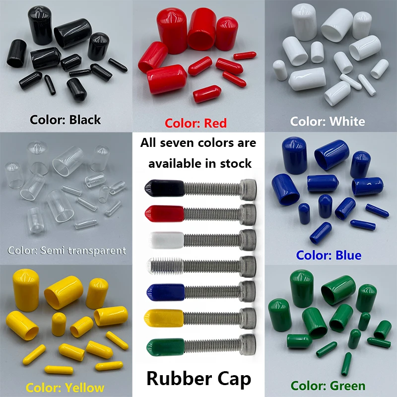 

10/20/30/50/100/200 Pieces 1.5-24mm PVC Rubber Cap Threaded Sheath Steel Pipe Plastic Cap Silicone End Cap Protective Equipment