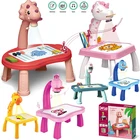 Детский светодиодный проектор для рисования, настольная игрушка с подсветкой для детей, настольная доска для рисования, обучающий коврик, инструменты, игрушки