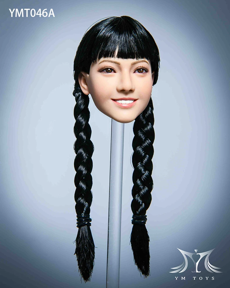 

YMTOYS 1/6 пересадка кос для волос женская скульптура с головой солдата YMT046 красивая кожа пшеницы скульптурная модель с короткой головой
