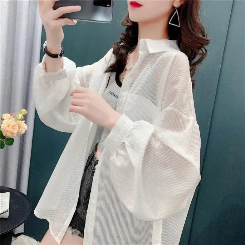 Свободная Тонкая блузка с длинным рукавом летняя новая Асимметричная