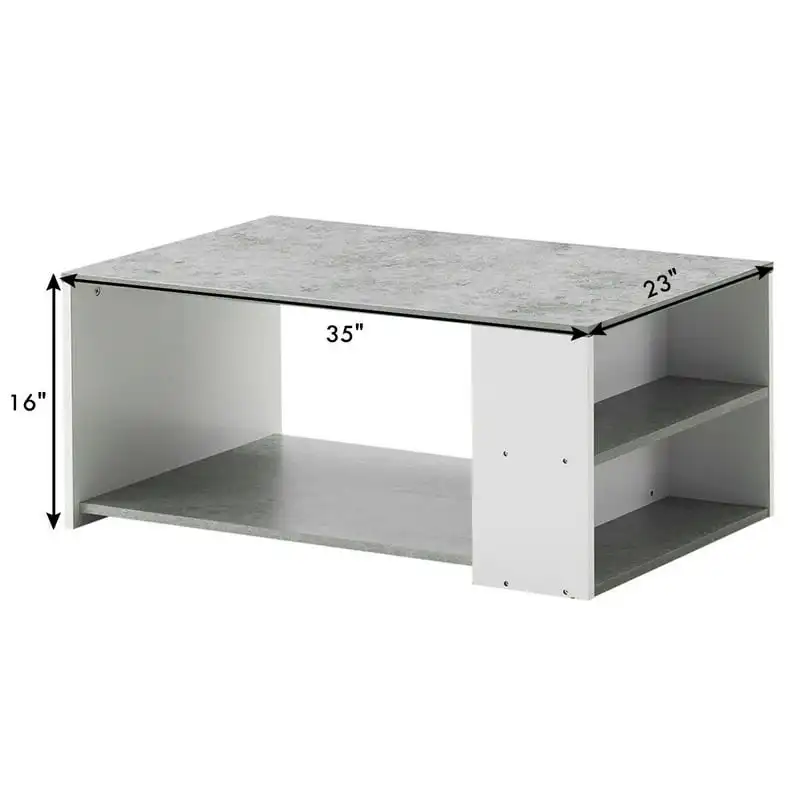 

Wash Stylish Gray Wash Wooden 2 Shelf Rectangle Coffee Table - Perfect for Any Living Room!