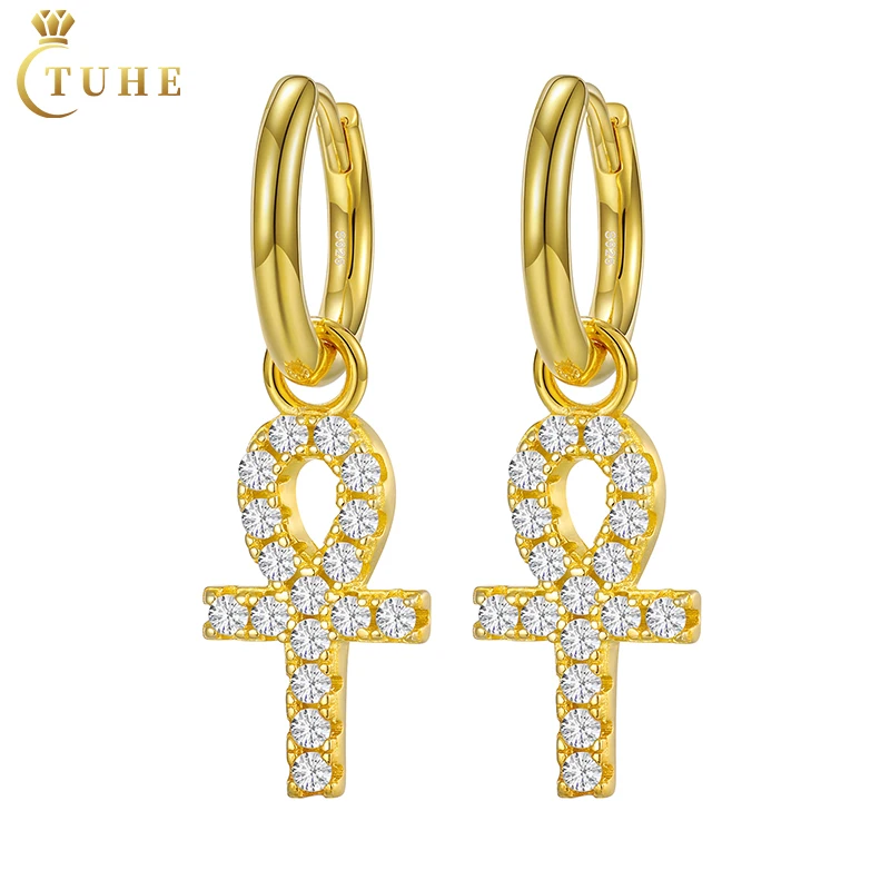 

Classic Cross High Quality 100% 925 Sterling Silver Moissanite Earring For Women Fine Jewelry Gift Dropshipping