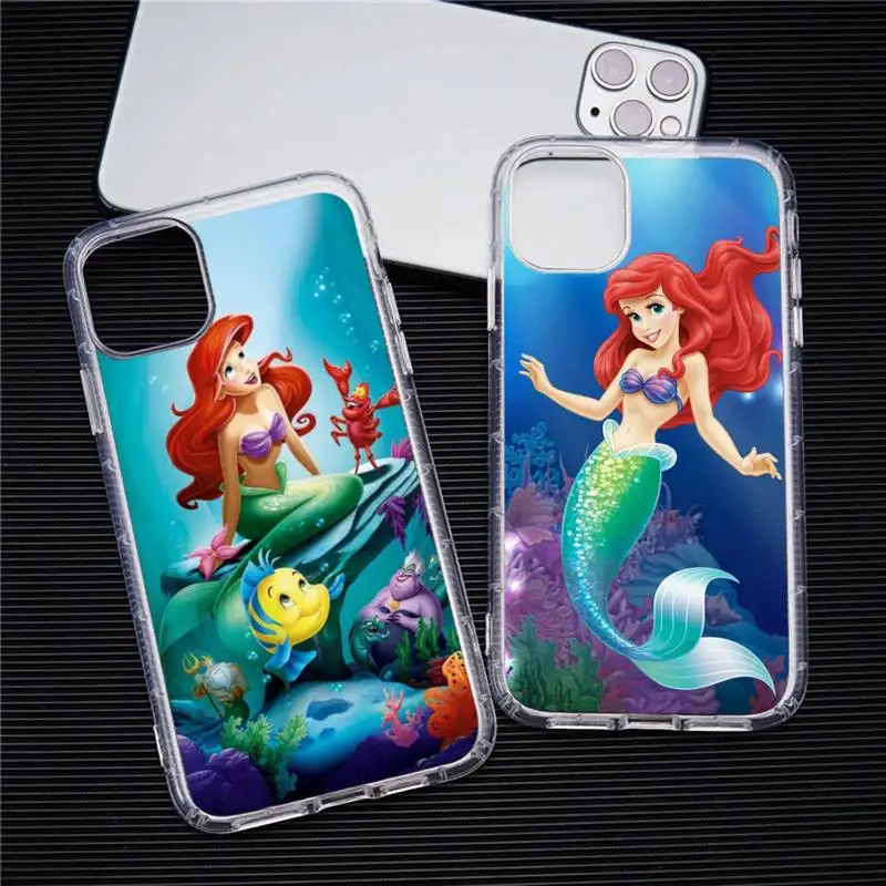 

Mermaid Ariel Tangled Rapunzel Clear Phone Case Transparent For iphone 13 12 11 Pro Max Mini XS Max 8 7 Plus X SE 2020 XR cover