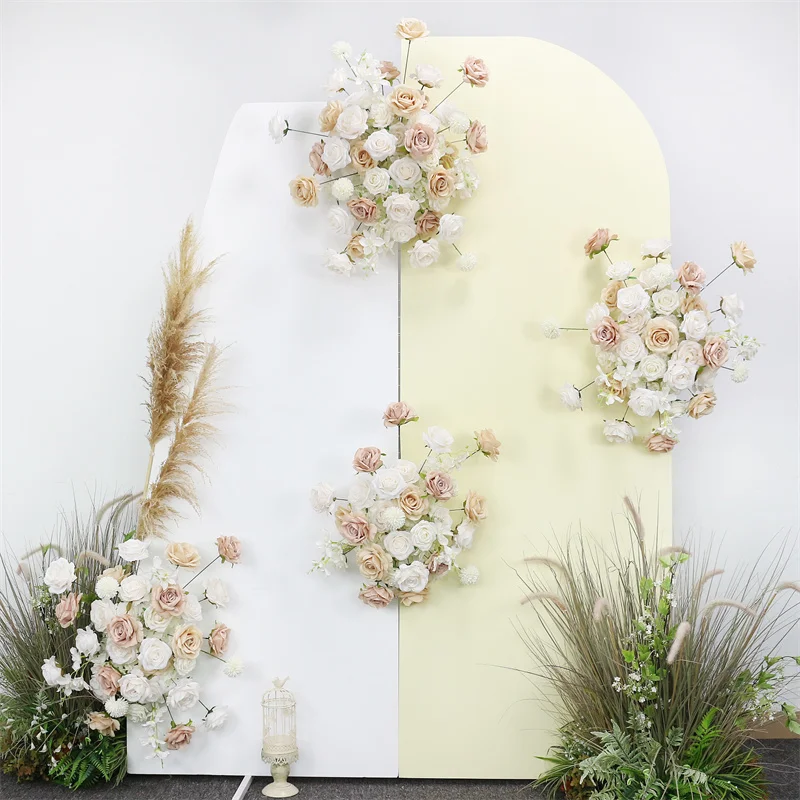

New Artificial Flower Row Arrangement White Rose Hanging Corner Floral for Home Decor Wedding Party Arch Background Decoration