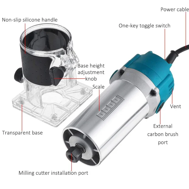 Деревообрабатывающий фрезерный станок 800 Вт 30000 об./мин. электрический триммер