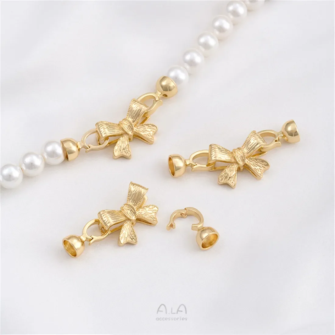 Бант из 14-каратного золота жемчужная пряжка галстук-бабочка двойная кнопка