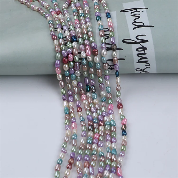 Разноцветные натуральные жемчужные нитки 4-5 мм |