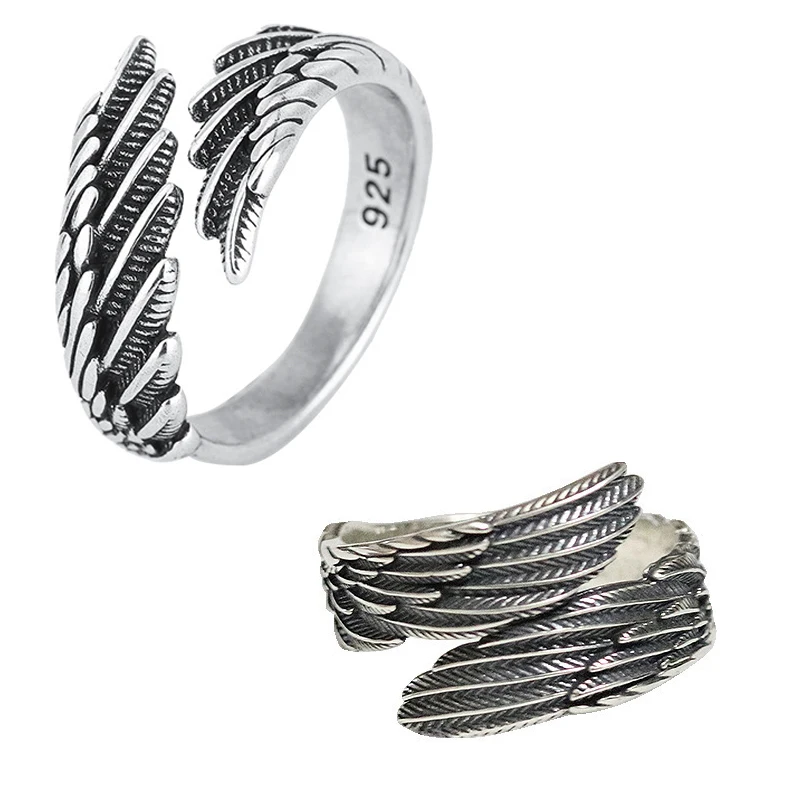 

SALONGFANG Vintage Metal Color Leaves Feather Open Ring For Women Men European Fashion Leaf Finger Ring Anel Jewelry