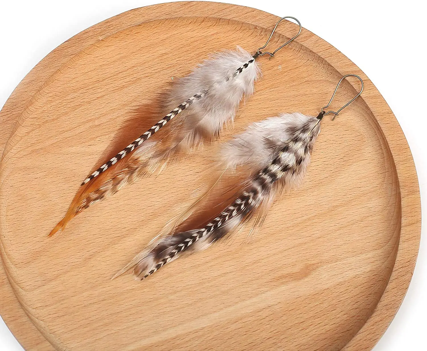 

Bohemian Multicolor Pheasant Feathers Dangle Earrings Handmade Natural Feather Earrings