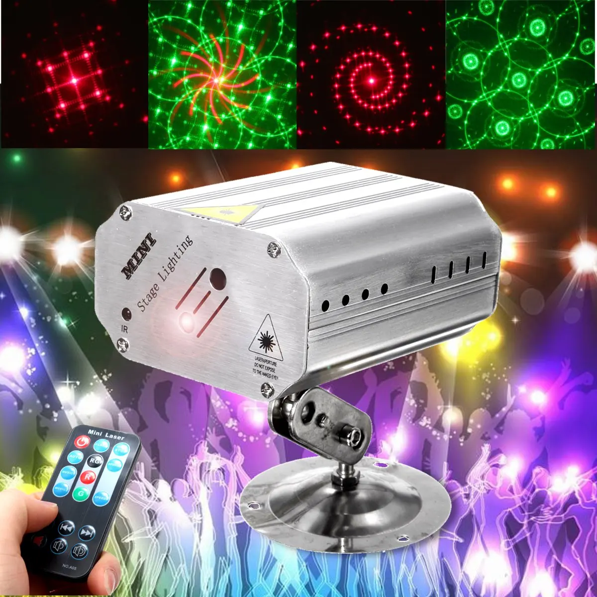 

Mini Disco Light RGB LED Laser Stage Beam Lights Sound Activated DJ Party Lights with Strobe Flash Effect EU Plug Projector Lamp