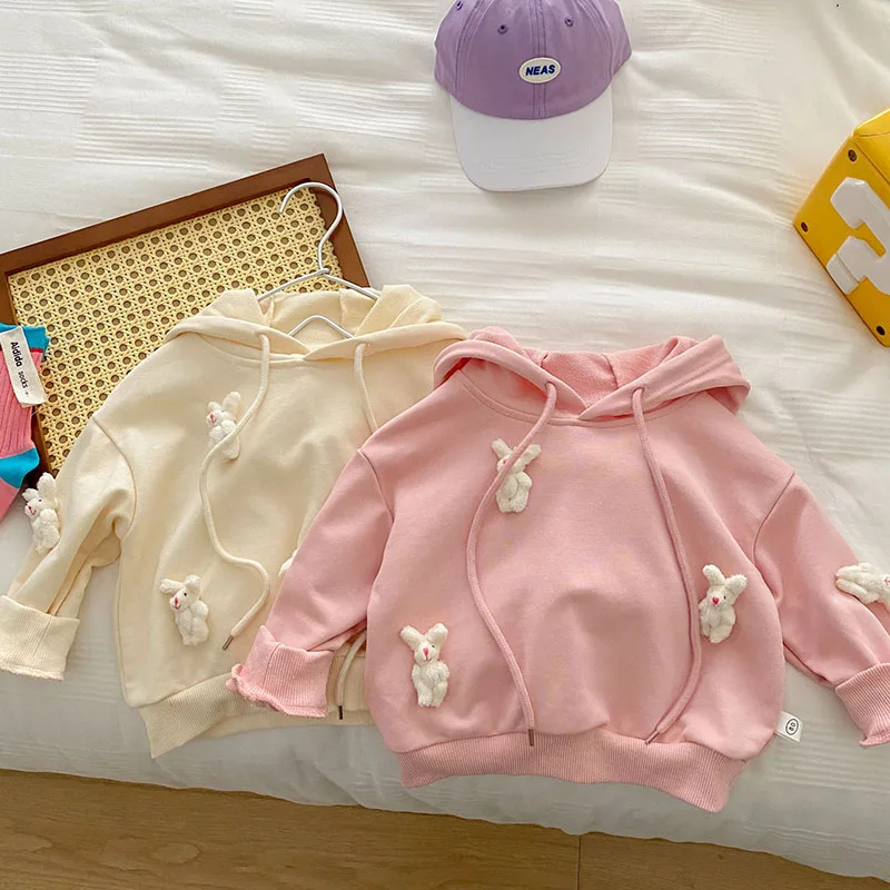 

HAYANA Autumn Children's Hoodie Girl Cute Bunny Bottoming Shirt Long Sleeve Solid Hoodies