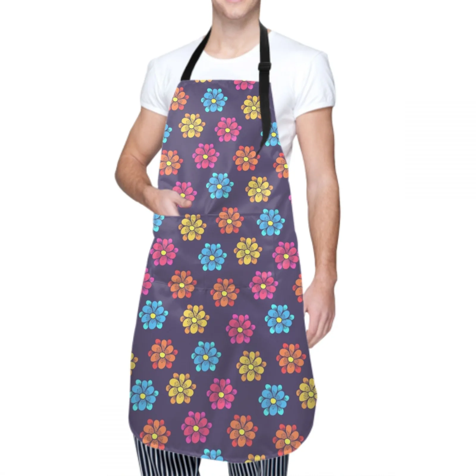 Милый водонепроницаемый фартук с цветами кухонный шеф-повара 2 карманами для
