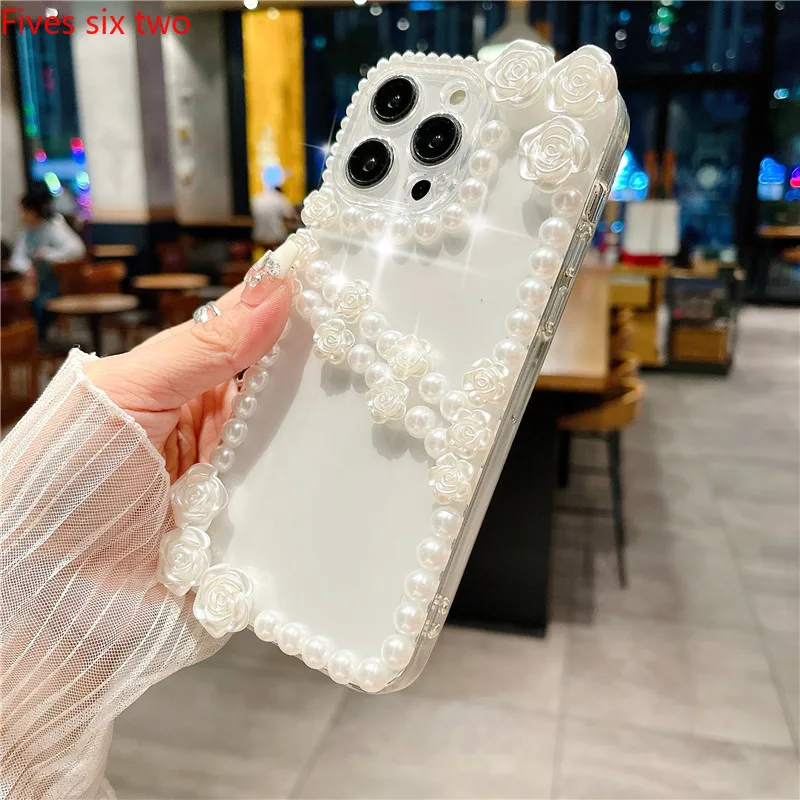 Роскошные Жемчужные 3D Прозрачные мягкие чехлы для телефонов OPPO A60 A98 A79 A78 A58 A38 A18 A17