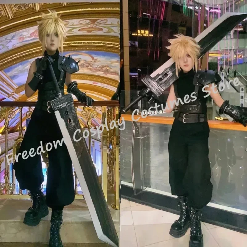 Фото Костюм для косплея из игры Final Fantasy 7 (FF7) для взрослых мужчин: жилет, брюки, пояс, парик, наряд на Хэллоуин. №4