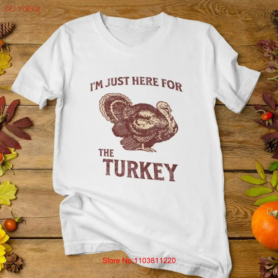 Футболка Я просто здесь для Турции на День Благодарения забавный топ семейного
