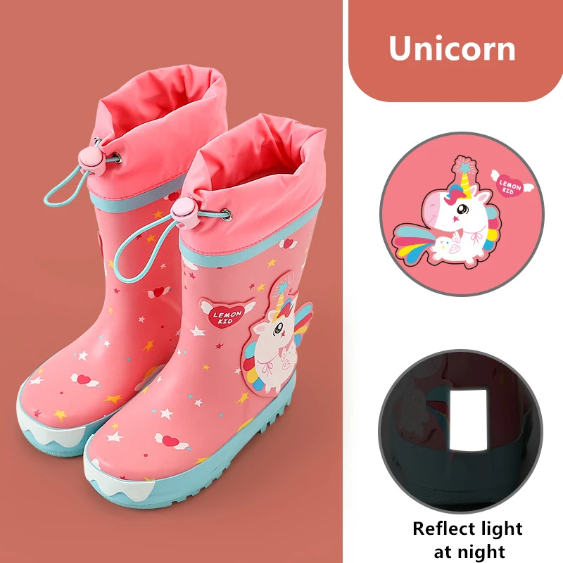 Children Raincoat Mating Rain Boots Unicorn Rain Boots Kids Boy Girls Rubber Boots For Children Non-slip Baby Water Shoes