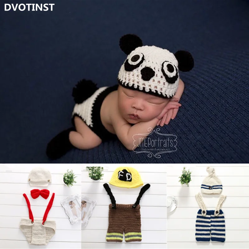 Dvotinst Newborn Baby Photography Props Crochet Knit Soft Outfits Set Fotografia Accessories Infant Studio Shooting Photo Props