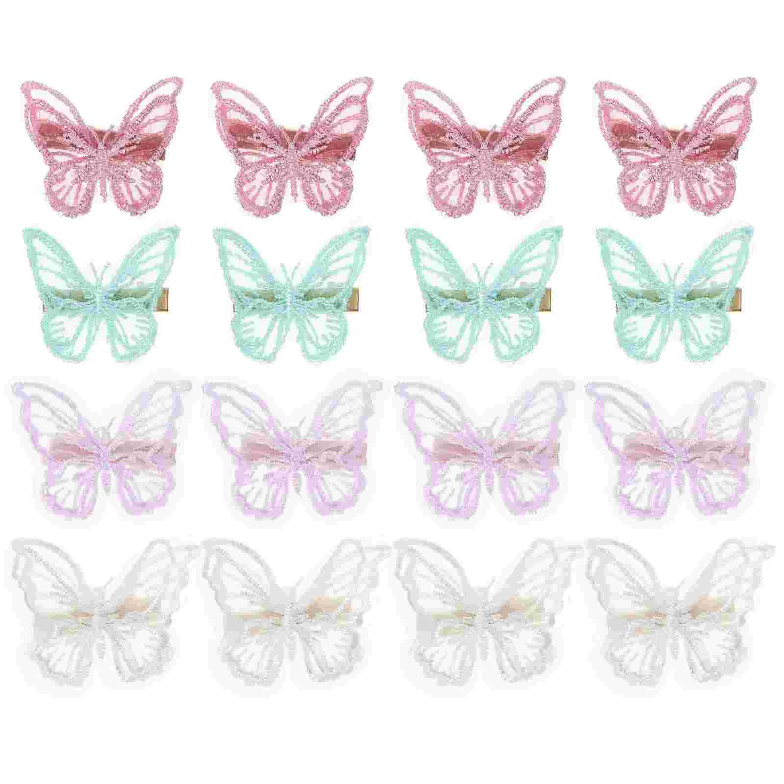 

16 Pcs Side Clip Butterfly Hair Accessories Clips Bangs Women Aesthetic Thin Headgear Girl